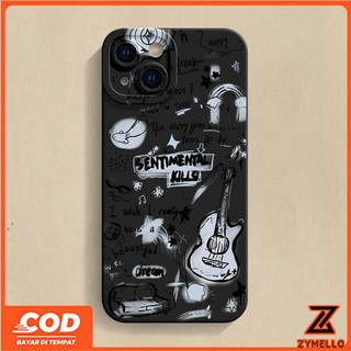 Ốp Lưng Cho Realme Note 60 Note 70 Realme C61 Realme C63 C53 C71 C75 Màu Đen Phong Cách Graffiti Guitar Vỏ Điện Thoại TPU Chống Sốc