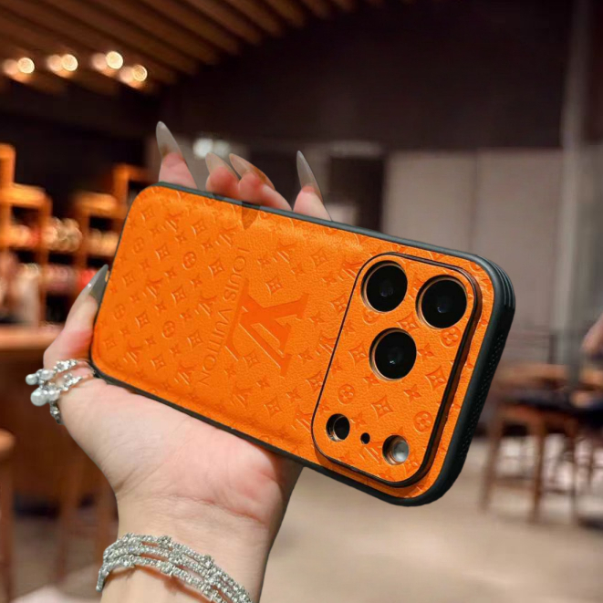 Ốp lưng cứng giả da dập nổi tương thích với iPhone 13 pro max 14 pro max 15 pro max 16 pro max 17 Pro max