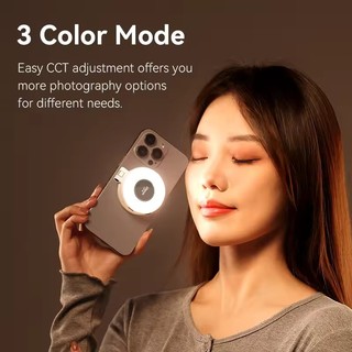 Đèn selfie điện thoại từ tính MagSafe, vòng LED di động có gương 180°, flash gập lại
