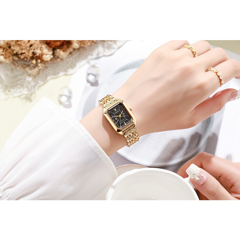 Đồng hồ nữ Đồng hồ thạch anh màu vàng cổ điển thời trang mới chống thấm nước [Quà tặng ưu tiên]