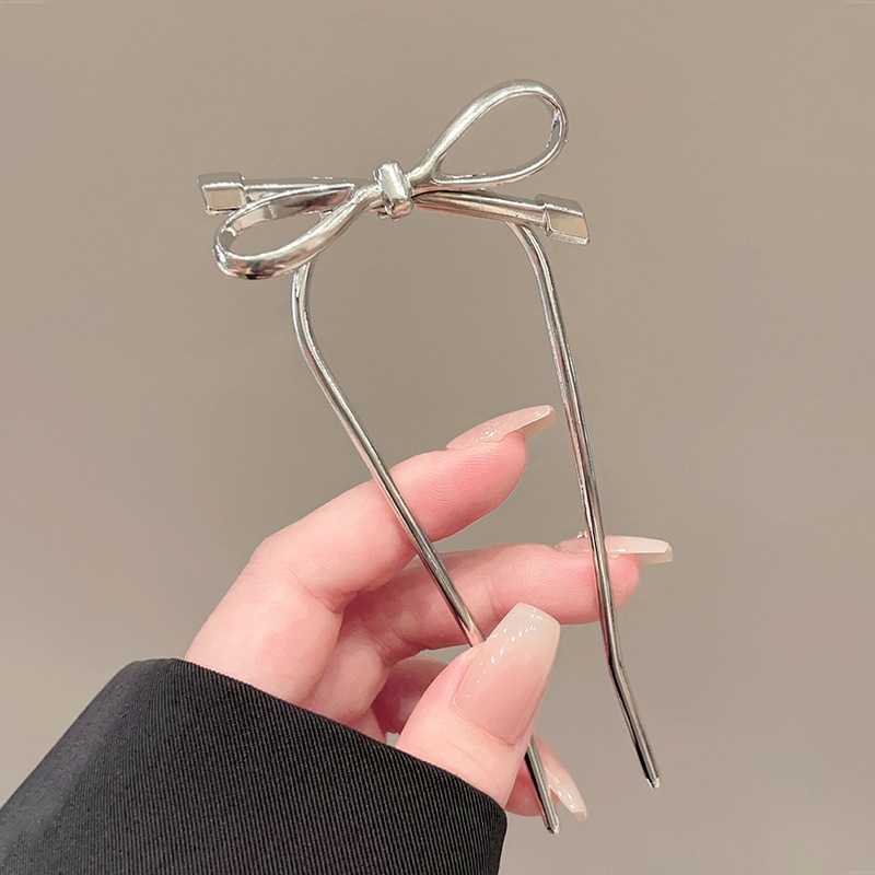 Kẹp tóc hình chữ U thanh lịch và đơn giản cho cô gái, có nơ decorate - Mới
