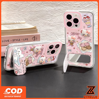 Thích hợp cho Redmi A5 A3 Redmi Note 14 5G Redmi 15C Redmi Note 14 5GCute Phim hoạt hình 3D Kitten Mirror Stand Vỏ điện thoại TPU chống sốc
