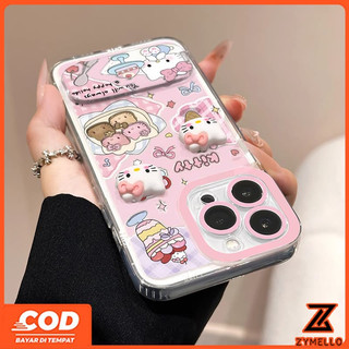 Thích hợp cho Redmi A5 A3 Redmi Note 14 5G Redmi 15C Redmi Note 14 5GCute Phim hoạt hình 3D Kitten Mirror Stand Vỏ điện thoại TPU chống sốc