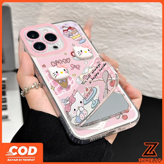 Thích hợp cho Redmi A5 A3 Redmi Note 14 5G Redmi 15C Redmi Note 14 5GCute Phim hoạt hình 3D Kitten Mirror Stand Vỏ điện thoại TPU chống sốc
