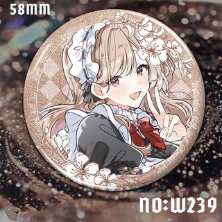Bộ sưu tập cosplay từ anime "Watashi ga Koibito ni Nareru Wake Nai jan", bao gồm huy hiệu, nút cài và túi trang trí