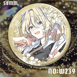 Bộ sưu tập cosplay từ anime "Watashi ga Koibito ni Nareru Wake Nai jan", bao gồm huy hiệu, nút cài và túi trang trí