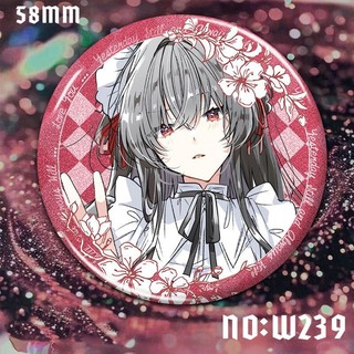 Bộ sưu tập cosplay từ anime "Watashi ga Koibito ni Nareru Wake Nai jan", bao gồm huy hiệu, nút cài và túi trang trí
