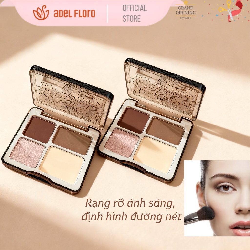 💎Palette Tạo Khối & Highlighter【Adel Floro】- Phối Màu Tự Nhiên, Lên Tone Chuẩn, Tạo Khối 3D Hoàn Hảo