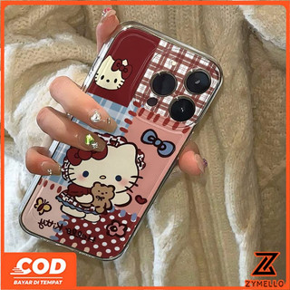 Thích hợp cho Realme Note 60 Note 70 Realme C61 Realme C63 C71 C75Cartoon màu đỏ kẻ sọc mèo con Vỏ điện thoại TPU chống sốc