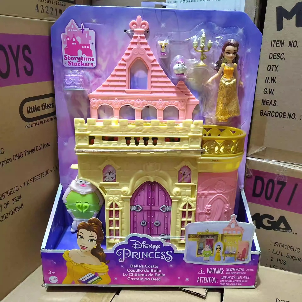 Disney Princess Belle Storytime Stackers Castle Doll House với búp bê nhỏ, 4 người bạn & 3 phụ kiện HLW94