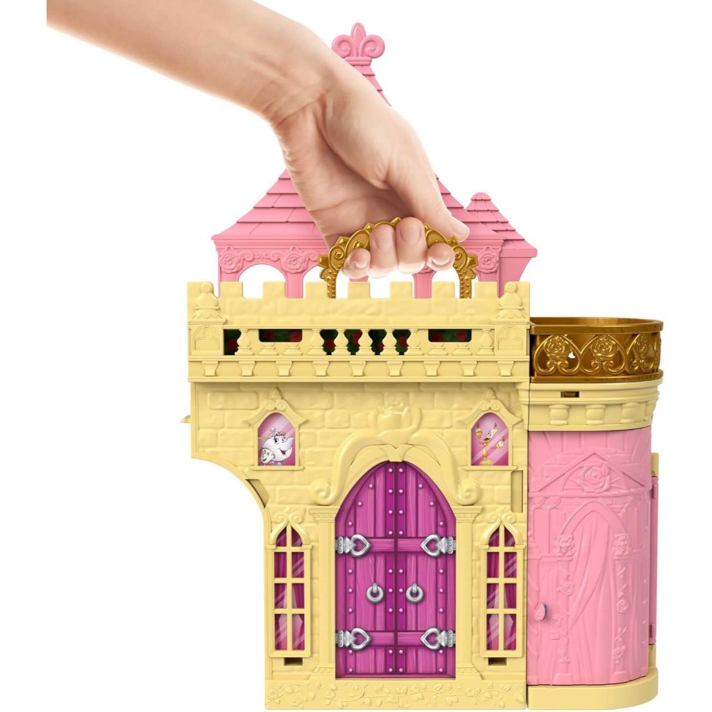 Disney Princess Belle Storytime Stackers Castle Doll House với búp bê nhỏ, 4 người bạn & 3 phụ kiện HLW94