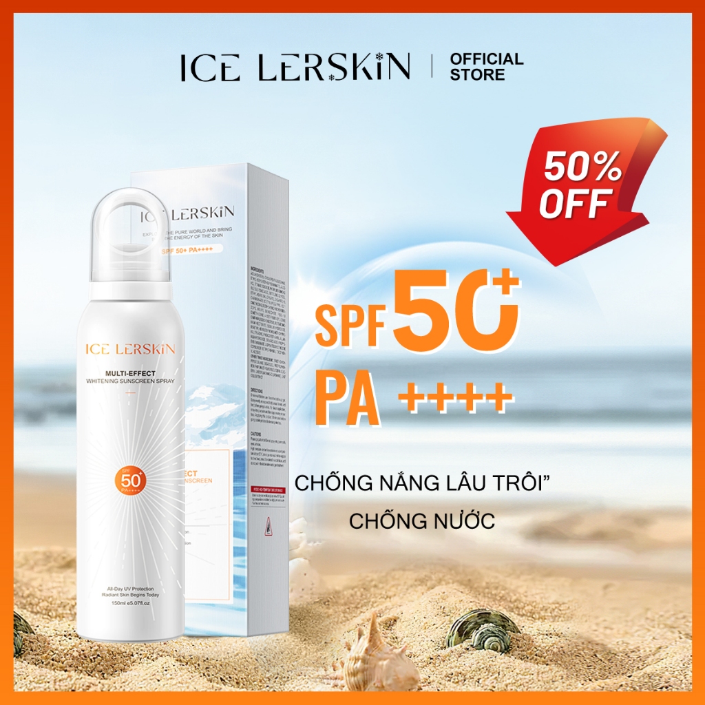 Xịt Chống Nắng ICE LERSKIN SPF50+ PA++++ Chống Tia UV Toàn Diện,Kết cấu mỏng nhẹ, không bết dính, tiện lợi khi sử dụng trong ngày, dung tích 150ml.