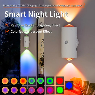 Đèn LED cảm biến chuyển động từ tính Đèn tường USB Đèn ngủ có thể sạc lại Đèn ngủ lên xuống cho phòng khách Hành lang phòng ngủ