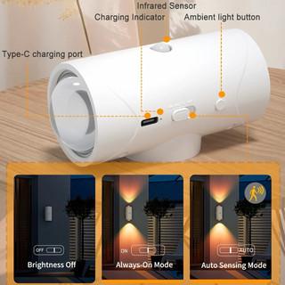 Đèn LED cảm biến chuyển động từ tính Đèn tường USB Đèn ngủ có thể sạc lại Đèn ngủ lên xuống cho phòng khách Hành lang phòng ngủ