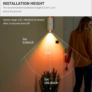 Đèn LED cảm biến chuyển động từ tính Đèn tường USB Đèn ngủ có thể sạc lại Đèn ngủ lên xuống cho phòng khách Hành lang phòng ngủ