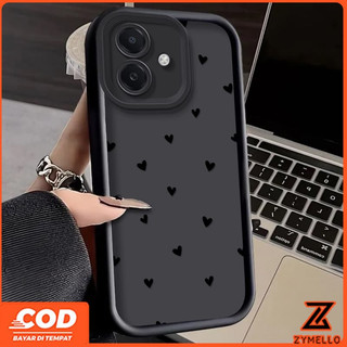 Thích hợp cho OPPO A5X A5i A6 PRO A5 5G A3 A3X A18 A17 A60 A38 A79 A3 Pro A57 A77S A58 A7 A5S A12 F9 Pro A78 A17K Ốp Điện Thoại TPU Chống Sốc Trái Tim Đen Thời Trang