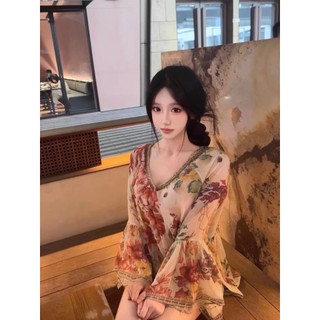 Áo sơ mi dài tay cổ chữ V dáng rộng phong cách Hàn Quốc dành cho nữ
