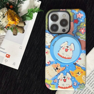 Ốp bảo vệ đứng 2 trong 1 họa tiết chú chó con vui vẻ cho iPhone 11 12 Pro 13 Pro Max 15 Pro Max 14 16 Pro 16 Plus 17 Air 17 Pro 17 Pro Max