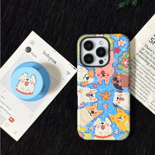 Ốp bảo vệ đứng 2 trong 1 họa tiết chú chó con vui vẻ cho iPhone 11 12 Pro 13 Pro Max 15 Pro Max 14 16 Pro 16 Plus 17 Air 17 Pro 17 Pro Max