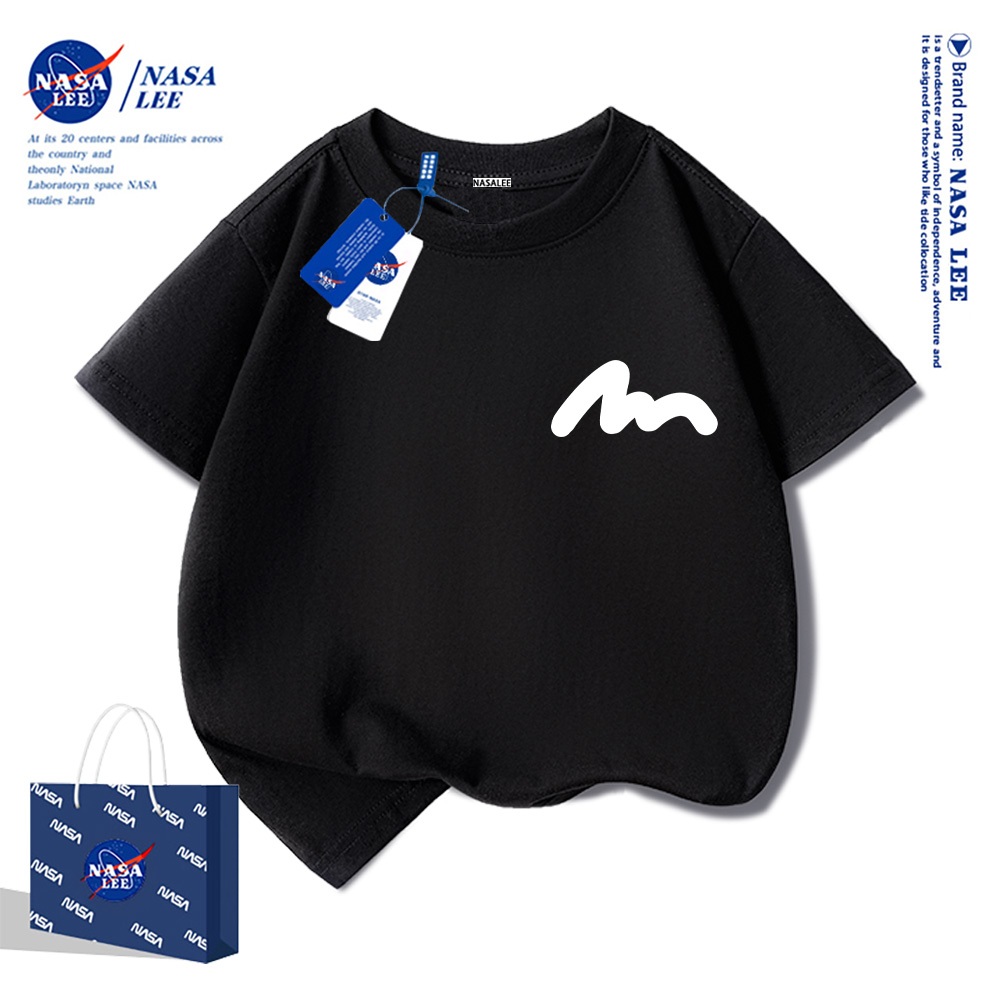 Áo thun ngắn tay NASA cho trẻ em, chất liệu cotton, mùa hè, phong cách thoải mái, bé trai bé gái, in hình thời trang.