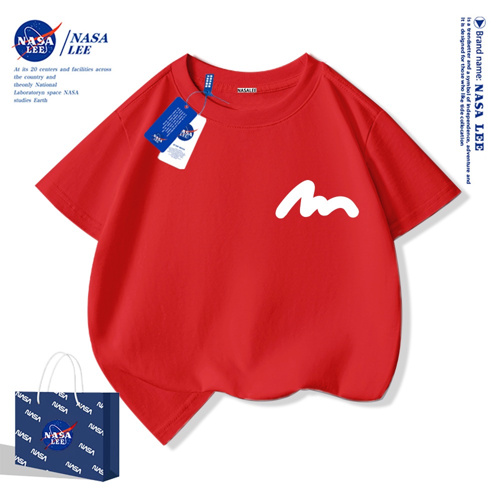 Áo thun ngắn tay NASA cho trẻ em, chất liệu cotton, mùa hè, phong cách thoải mái, bé trai bé gái, in hình thời trang.