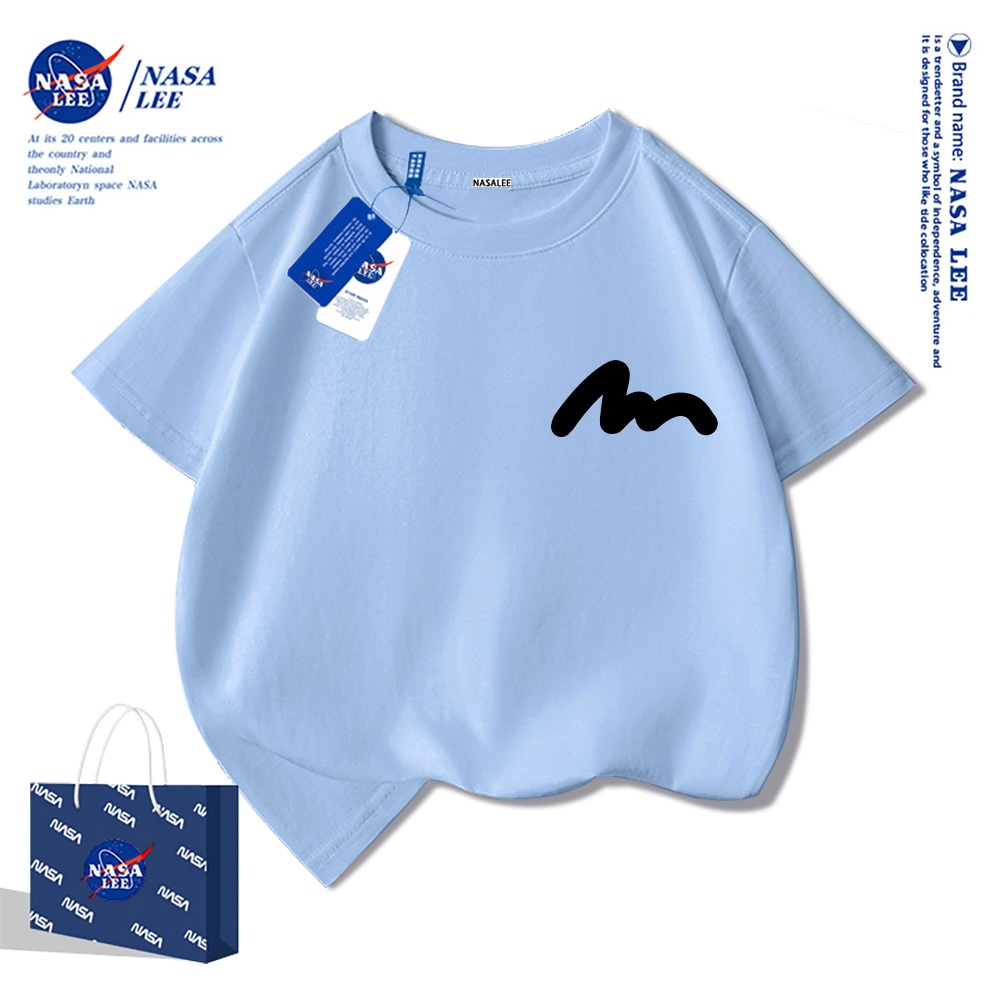 Áo thun ngắn tay NASA cho trẻ em, chất liệu cotton, mùa hè, phong cách thoải mái, bé trai bé gái, in hình thời trang.