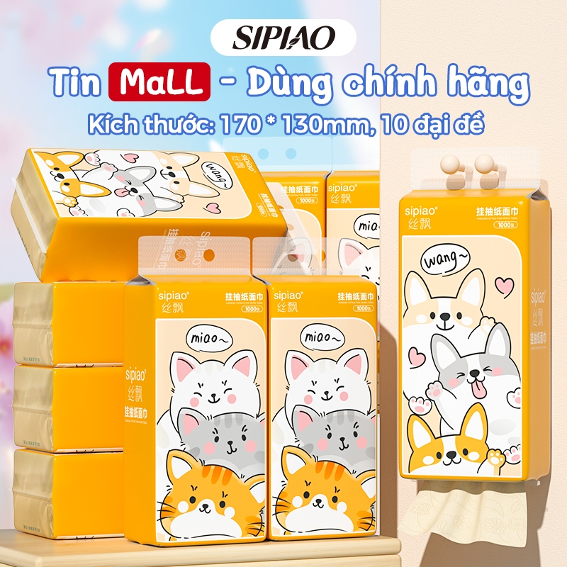 Combo 10 Gói - Khăn Giấy Mini Mèo SIPIAO 250 Tờ / Gói, Giấy 4 Lớp Cao Cấp Chính Hãng(1293-10)