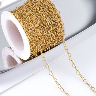 Vòng cổ handmade từ thép không gỉ, thiết kế trái tim màu vàng, phụ kiện thời trang