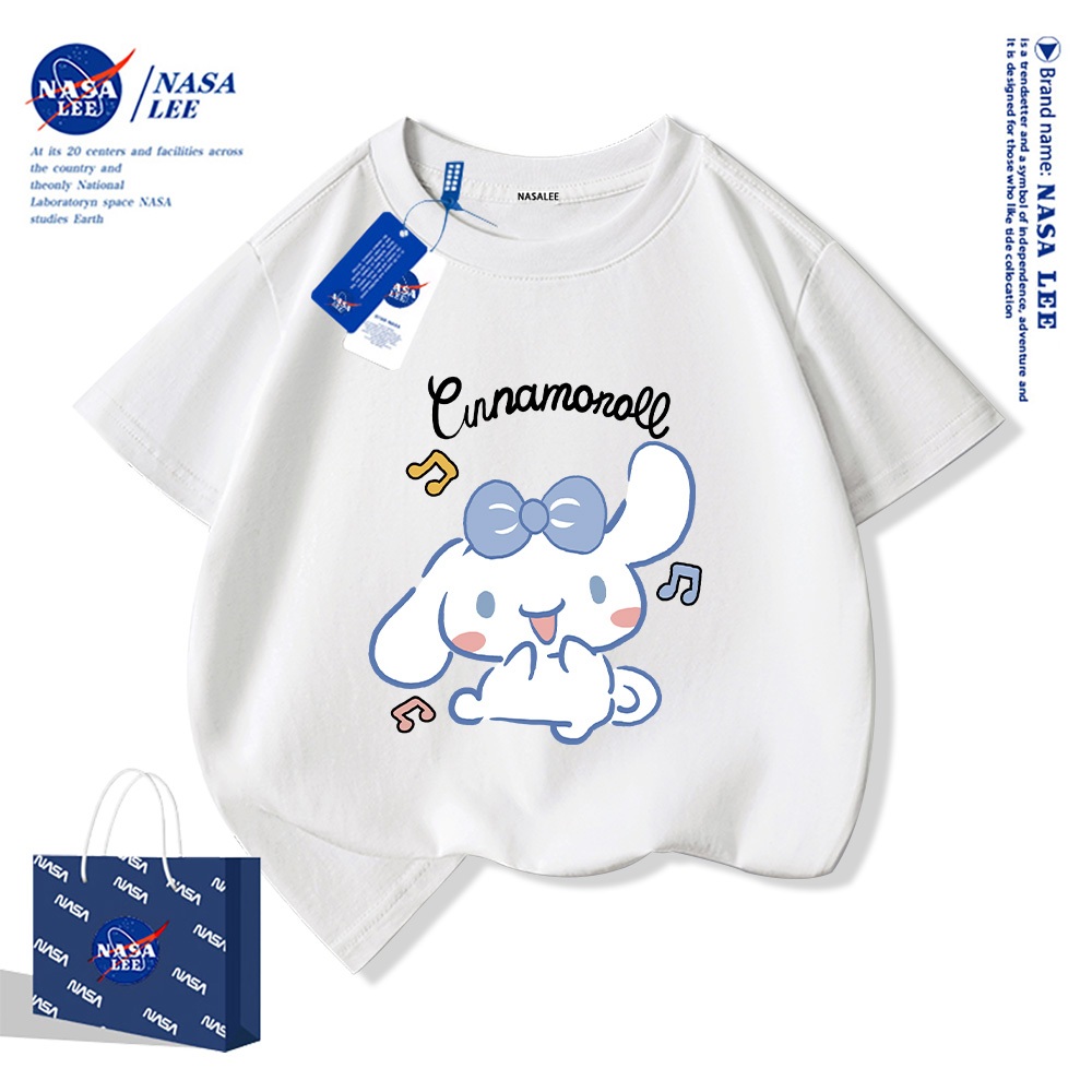 Áo thun ngắn tay thương hiệu NASA cho trẻ em, mùa hè, bé trai bé gái, chất liệu cotton, phong cách thoải mái có họa tiết in.