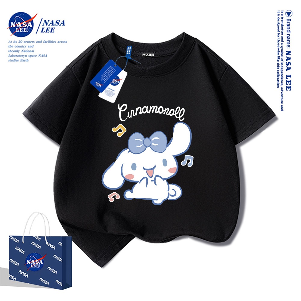 Áo thun ngắn tay thương hiệu NASA cho trẻ em, mùa hè, bé trai bé gái, chất liệu cotton, phong cách thoải mái có họa tiết in.