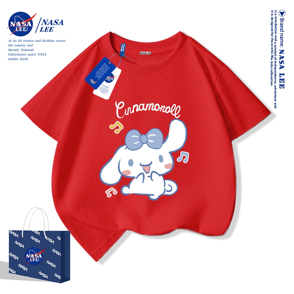 Áo thun ngắn tay thương hiệu NASA cho trẻ em, mùa hè, bé trai bé gái, chất liệu cotton, phong cách thoải mái có họa tiết in.