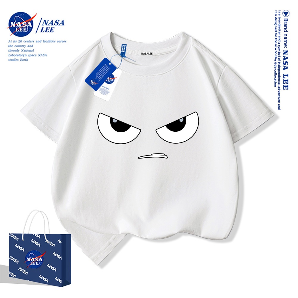 Áo thun ngắn tay NASA cho trẻ em, mùa hè, chất liệu cotton, bé trai bé gái, phong cách thoải mái và thời trang.