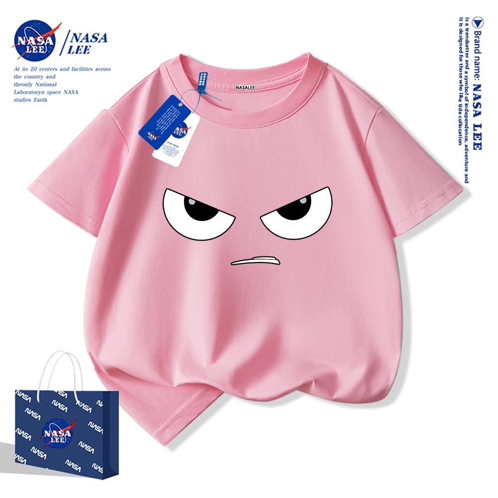 Áo thun ngắn tay NASA cho trẻ em, mùa hè, chất liệu cotton, bé trai bé gái, phong cách thoải mái và thời trang.