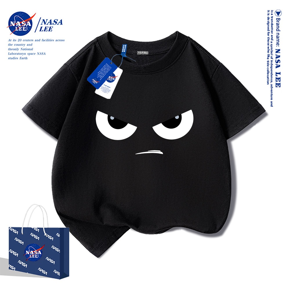 Áo thun ngắn tay NASA cho trẻ em, mùa hè, chất liệu cotton, bé trai bé gái, phong cách thoải mái và thời trang.