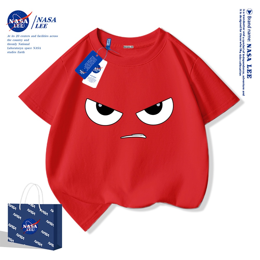 Áo thun ngắn tay NASA cho trẻ em, mùa hè, chất liệu cotton, bé trai bé gái, phong cách thoải mái và thời trang.