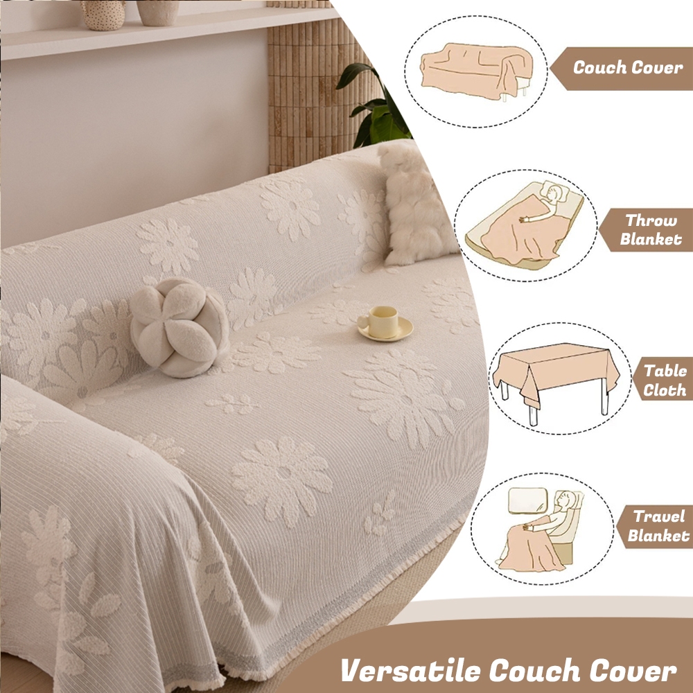 Mới Daisy Jacquard Sợi Fuzzy Sofa Cover, Dày Chống Trơn Trượt Có Thể Giặt Được, Chăn Sofa Trang Trí Cho Phòng Khách, Mèo Và Thú Cưng Chống Trầy Xước Bảo Vệ Cho Sofa Hình Chữ L