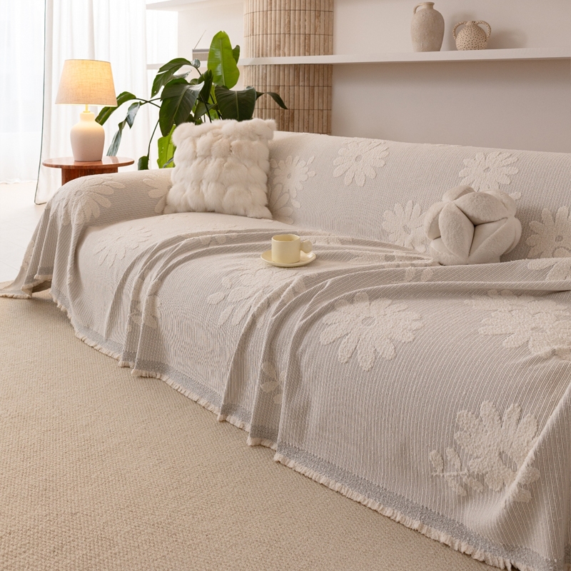 Mới Daisy Jacquard Sợi Fuzzy Sofa Cover, Dày Chống Trơn Trượt Có Thể Giặt Được, Chăn Sofa Trang Trí Cho Phòng Khách, Mèo Và Thú Cưng Chống Trầy Xước Bảo Vệ Cho Sofa Hình Chữ L
