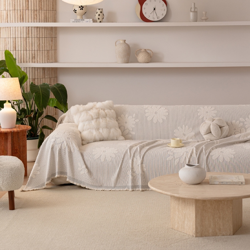 Mới Daisy Jacquard Sợi Fuzzy Sofa Cover, Dày Chống Trơn Trượt Có Thể Giặt Được, Chăn Sofa Trang Trí Cho Phòng Khách, Mèo Và Thú Cưng Chống Trầy Xước Bảo Vệ Cho Sofa Hình Chữ L