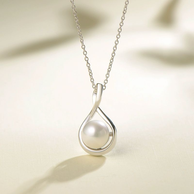 FANCIME Vòng Tình Yêu Vòng Cổ Ngọc Trai Nước Ngọt Mặt Dây Chuyền Thanh Lịch Bạc Tối Giản Dainty Trang Sức Nữ