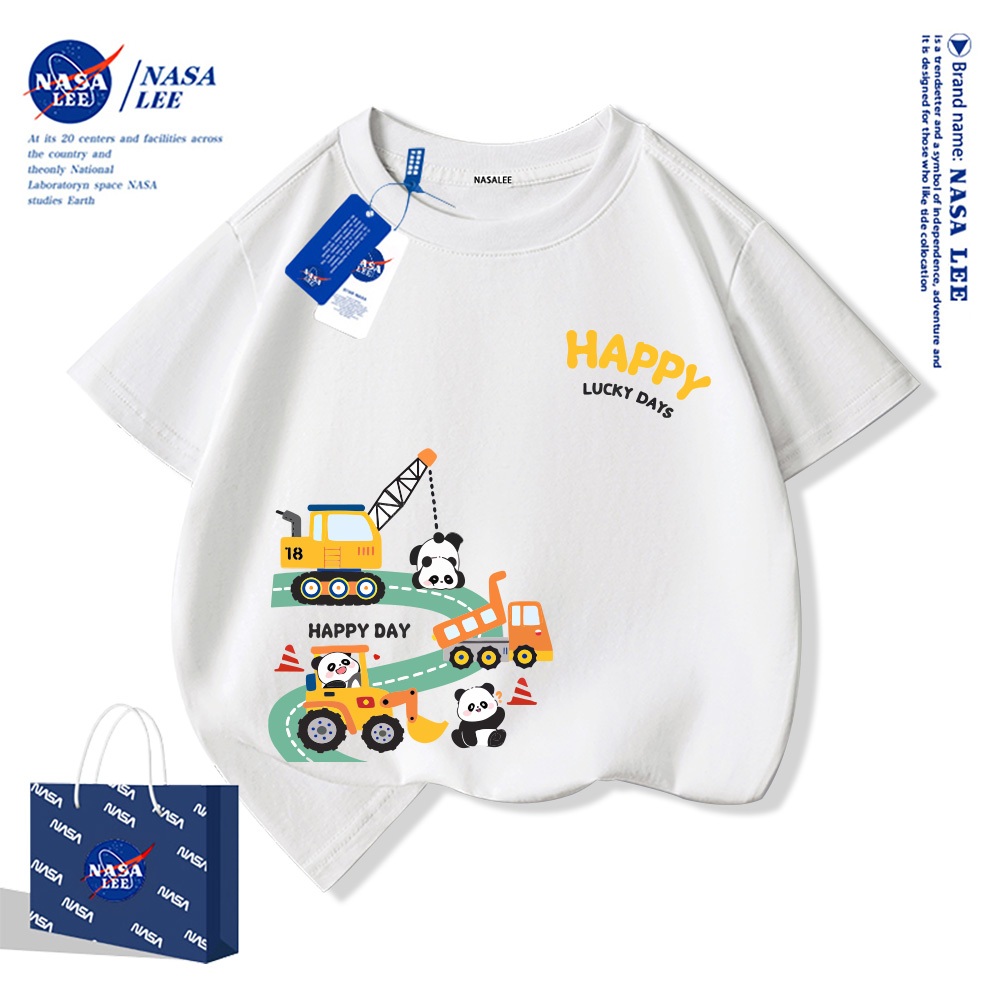 Áo Thun Trẻ Em Máy Xúc In Hình Ngắn Tay Cotton Nguyên Chất Thoải Mái Thoáng Khí Thích Hợp Cho Bé Trai Bé Gái Mềm Mại Thân Thiện Với Da
