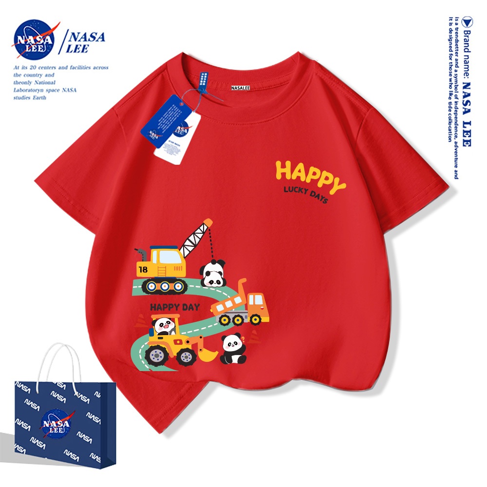 Áo Thun Trẻ Em Máy Xúc In Hình Ngắn Tay Cotton Nguyên Chất Thoải Mái Thoáng Khí Thích Hợp Cho Bé Trai Bé Gái Mềm Mại Thân Thiện Với Da