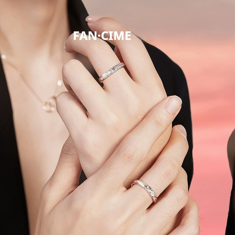FANCIME Lava Tình Yêu Cặp Đôi Nhẫn Bạc 999 Cho Bạn Gái Sinh Nhật Giáng Sinh Quà Tặng Năm Mới