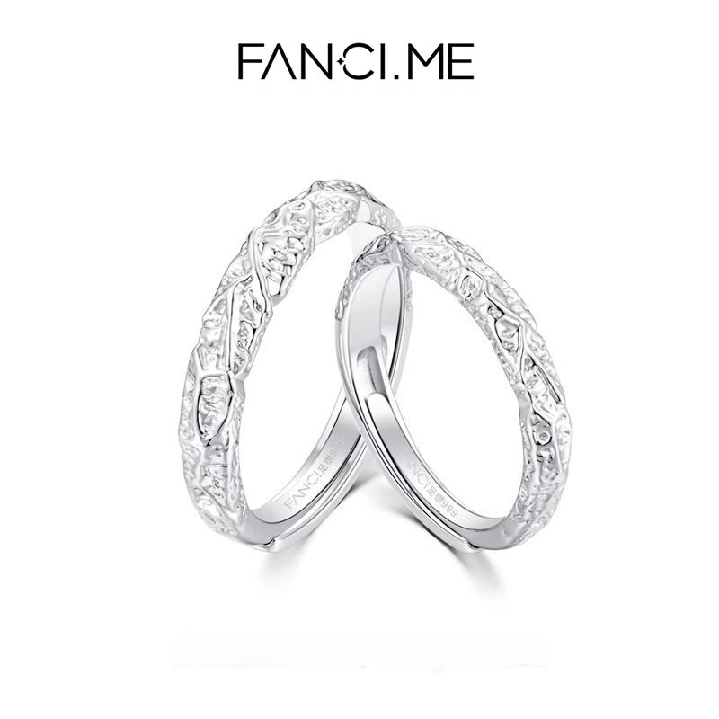 FANCIME Lava Tình Yêu Cặp Đôi Nhẫn Bạc 999 Cho Bạn Gái Sinh Nhật Giáng Sinh Quà Tặng Năm Mới