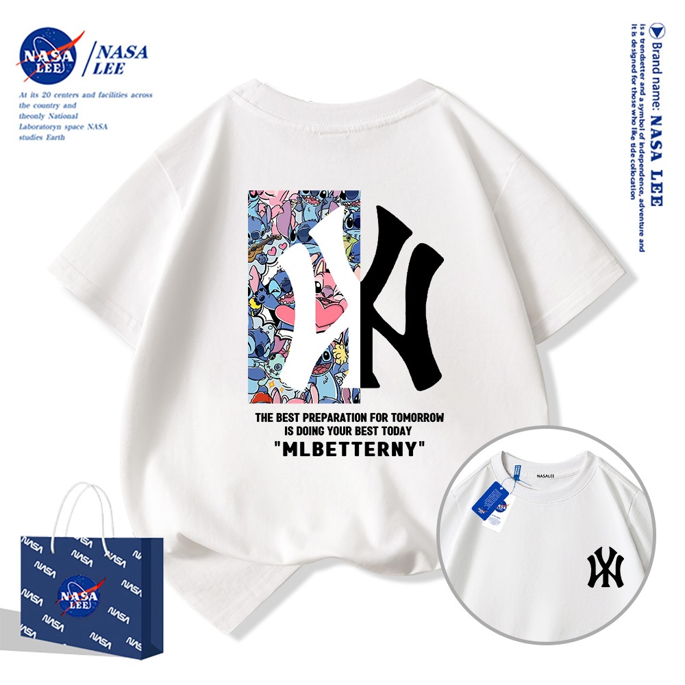 Áo thun ngắn tay NASA cho trẻ em, mùa hè, chất liệu cotton, bé trai bé gái, phong cách thoải mái và thời trang.