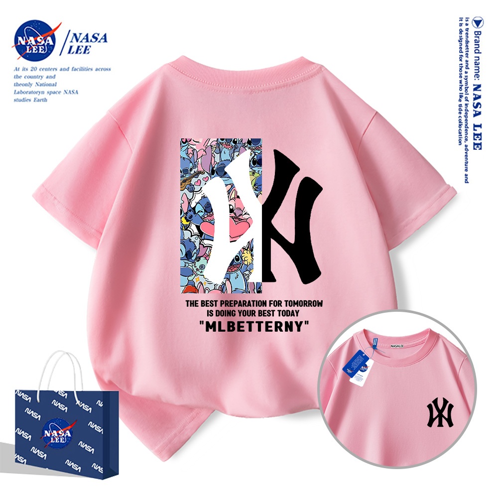 Áo thun ngắn tay NASA cho trẻ em, mùa hè, chất liệu cotton, bé trai bé gái, phong cách thoải mái và thời trang.