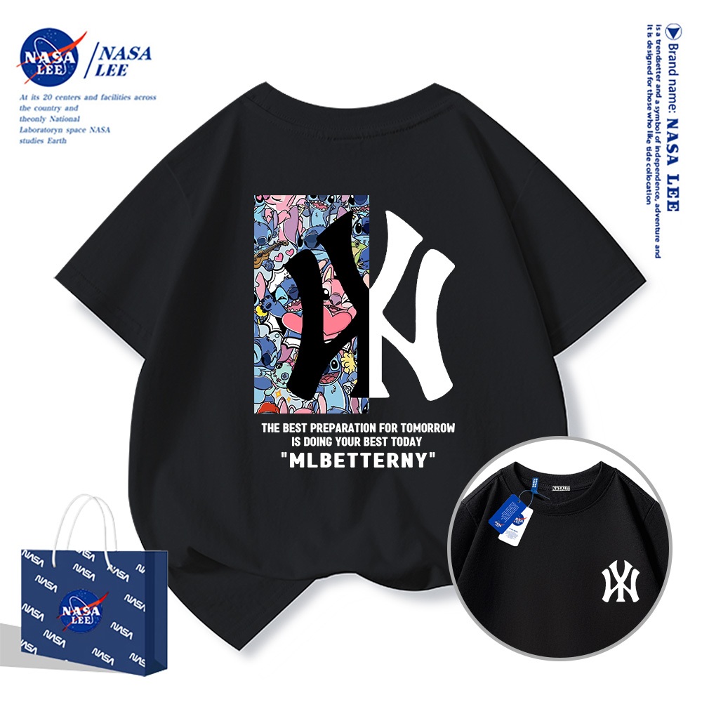 Áo thun ngắn tay NASA cho trẻ em, mùa hè, chất liệu cotton, bé trai bé gái, phong cách thoải mái và thời trang.