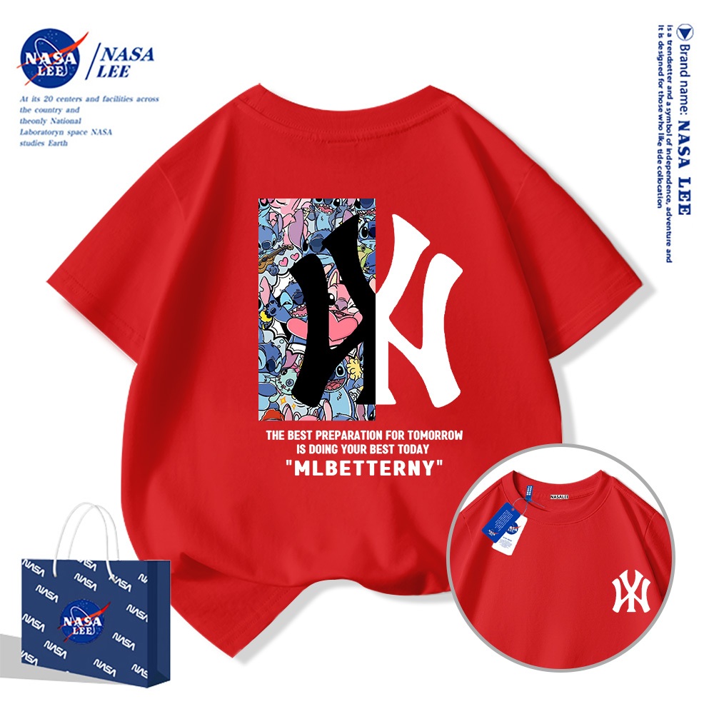 Áo thun ngắn tay NASA cho trẻ em, mùa hè, chất liệu cotton, bé trai bé gái, phong cách thoải mái và thời trang.