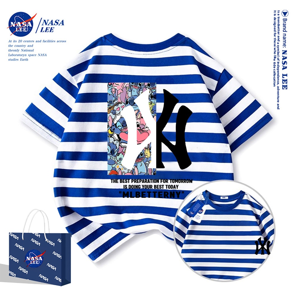 Áo thun ngắn tay NASA cho trẻ em, mùa hè, chất liệu cotton, bé trai bé gái, phong cách thoải mái và thời trang.