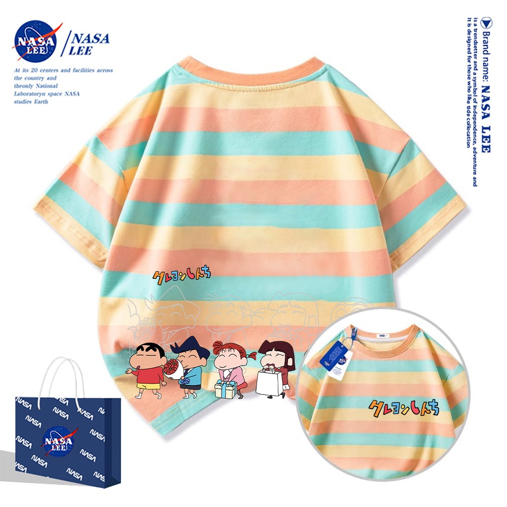 Áo thun ngắn tay thương hiệu NASA cho trẻ em, mùa hè, bé trai bé gái, chất liệu cotton, phong cách thoải mái có họa tiết in.
