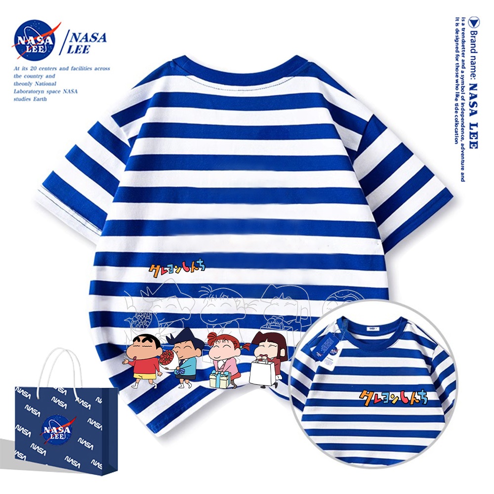 Áo thun ngắn tay thương hiệu NASA cho trẻ em, mùa hè, bé trai bé gái, chất liệu cotton, phong cách thoải mái có họa tiết in.